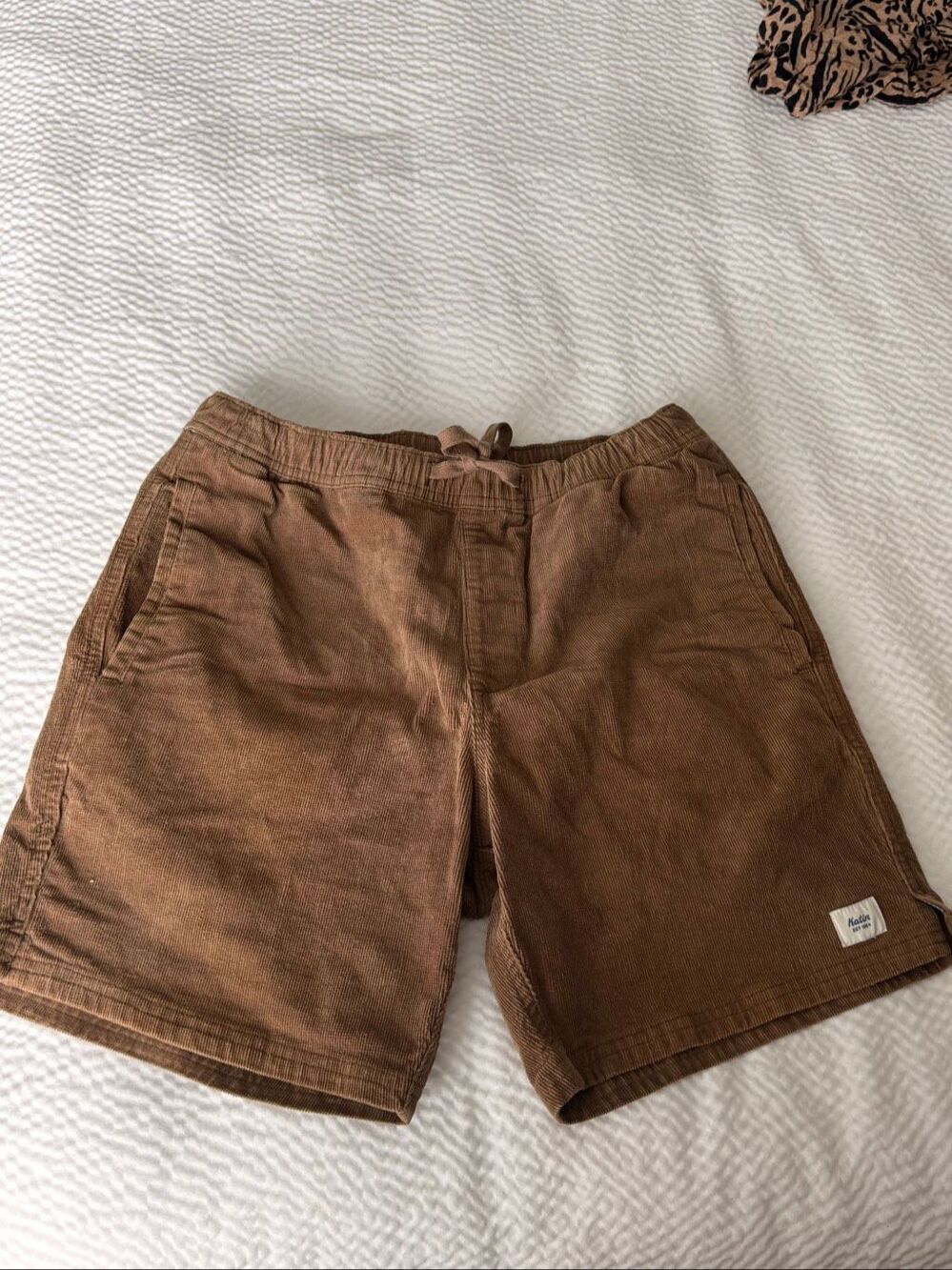 Katin Corduroy Shorts Brown Drawstring Elastic Waist Size S/M